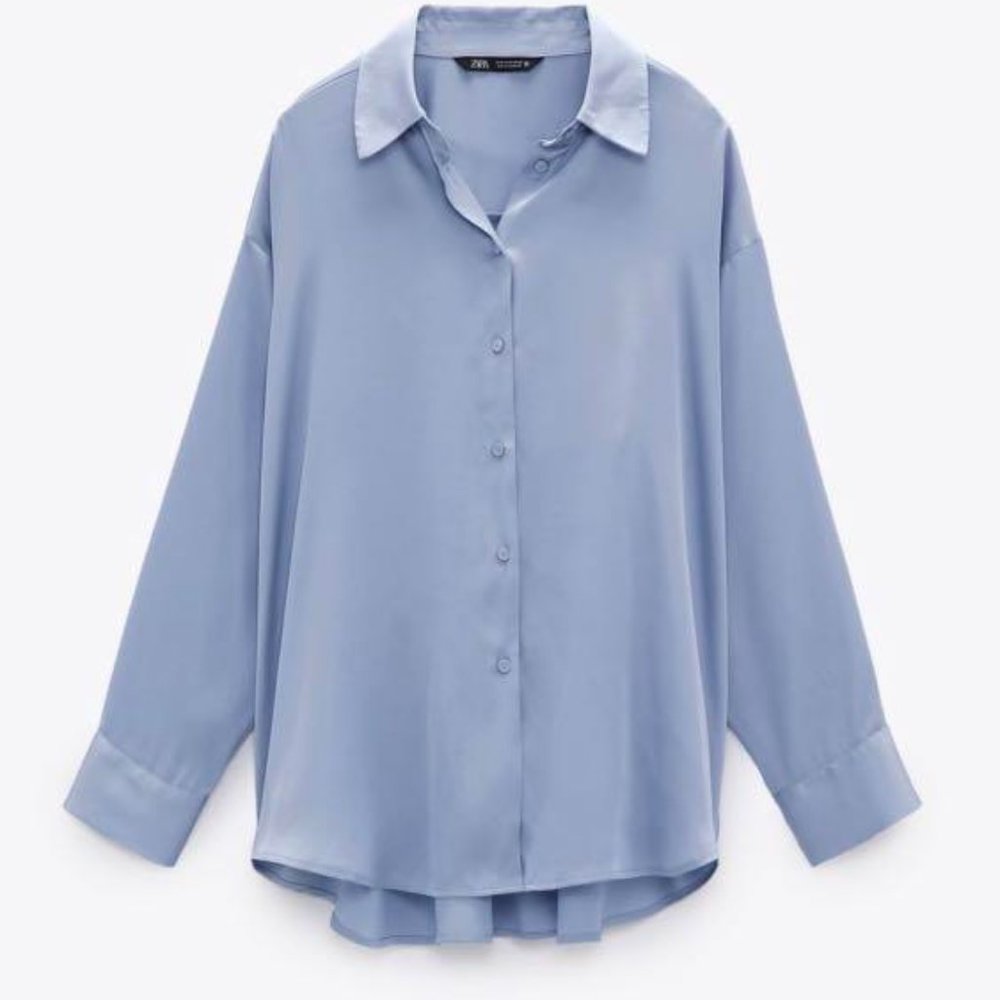 Zara Satin Effect Button Up Top